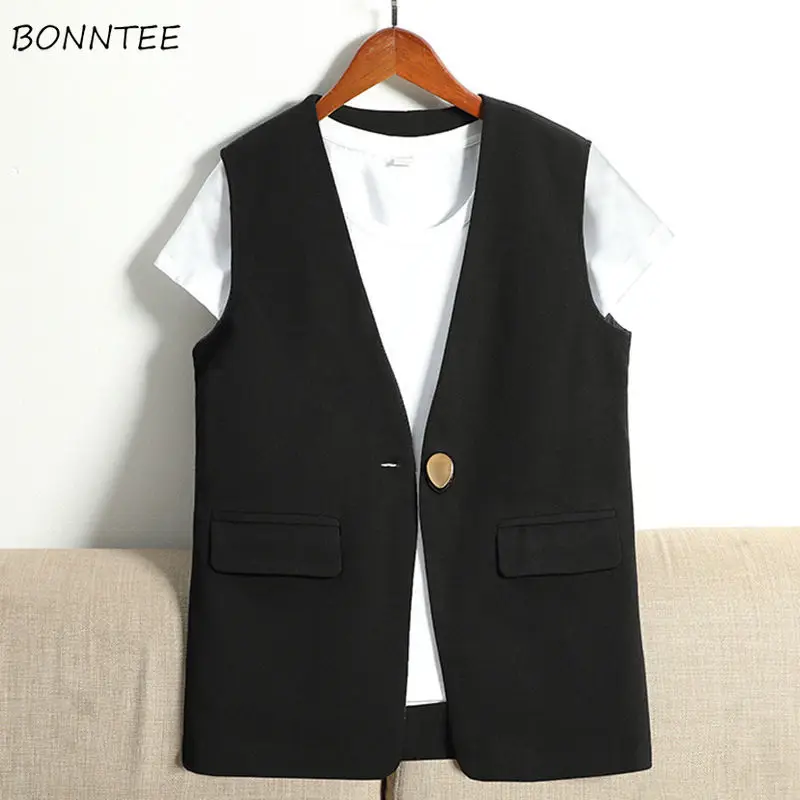 Жилетка женская однотонная без рукавов свободная простая модная - Цена: 777.03