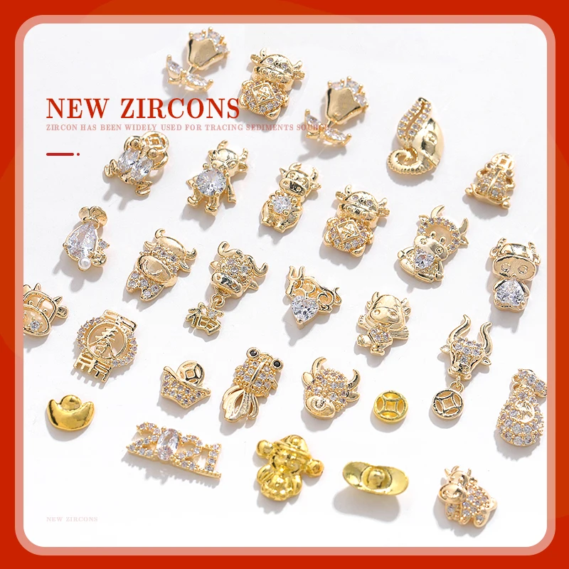 

Chinese New Year 3D Nail Art Accessories Nail Art Decorations DIY Lucky Money Bag Crystal Red goldfish Gemstone Rhinestone Beads