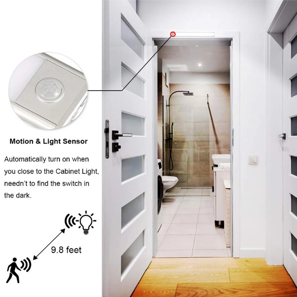 ultra thin pir motion sensor night lights usb rechargeable under cabinet lamp for kitchen bedroom closet wardrobe toilet decor free global shipping