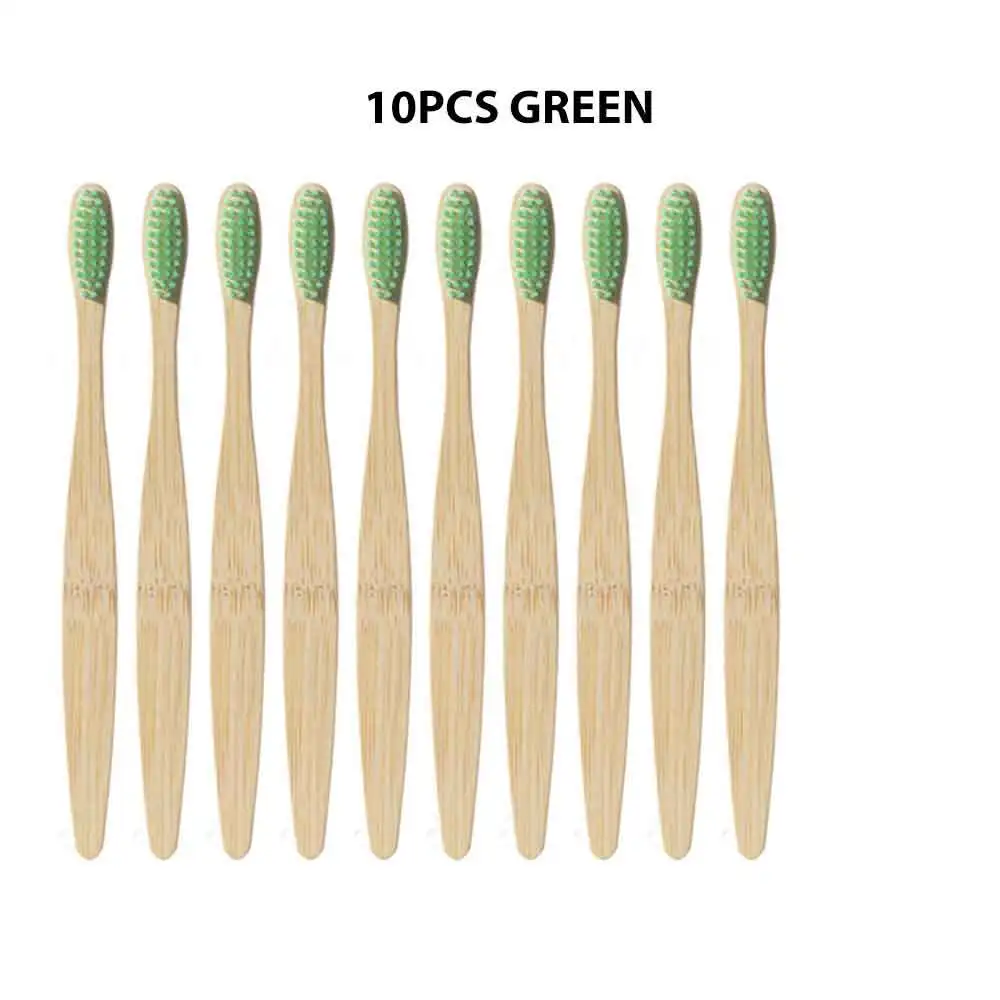10pcs green 10 шт./компл. окружающую среду с бамбуковым древесным углем Зубная щётка es для гигиены полости рта с низким содержанием углерода средней зубные щетки с мягкой щетиной для деревянной ручкой Зубная щётка - Цвет: 10pcs green