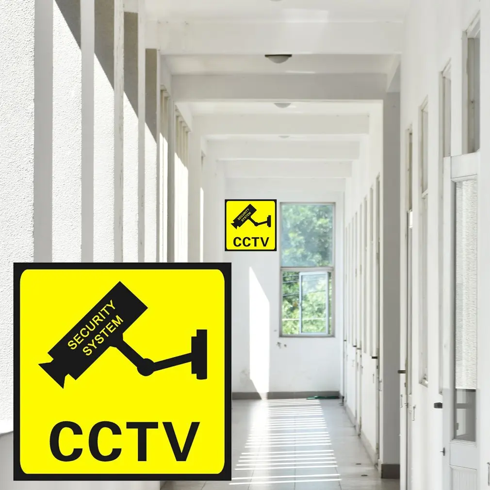 

Square CCTV Surveillance Security 24 Hour Monitor Camera Warning Stickers Sign Alert Wall Sticker Waterproof Lables