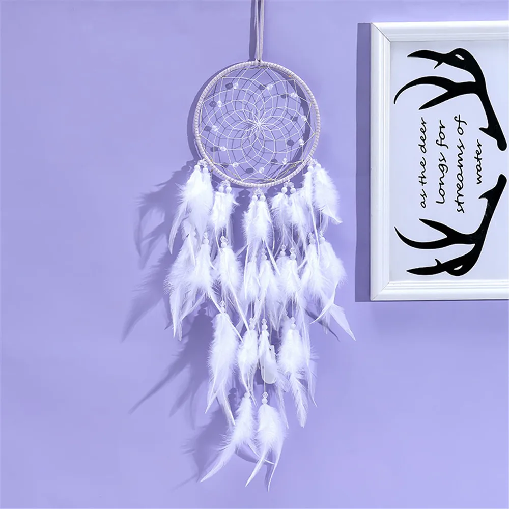 

Indian LED Dream Catcher White Wind Chime Air Ornaments Dreamcather Purple Birthday Creative Gift Filter Dreams Net