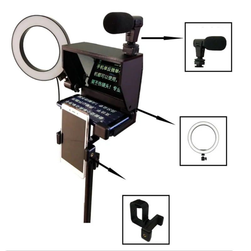 

2021 Portable Prompter Smartphone Teleprompter With Remote Control News Live Interview Speech For Mobile Phone