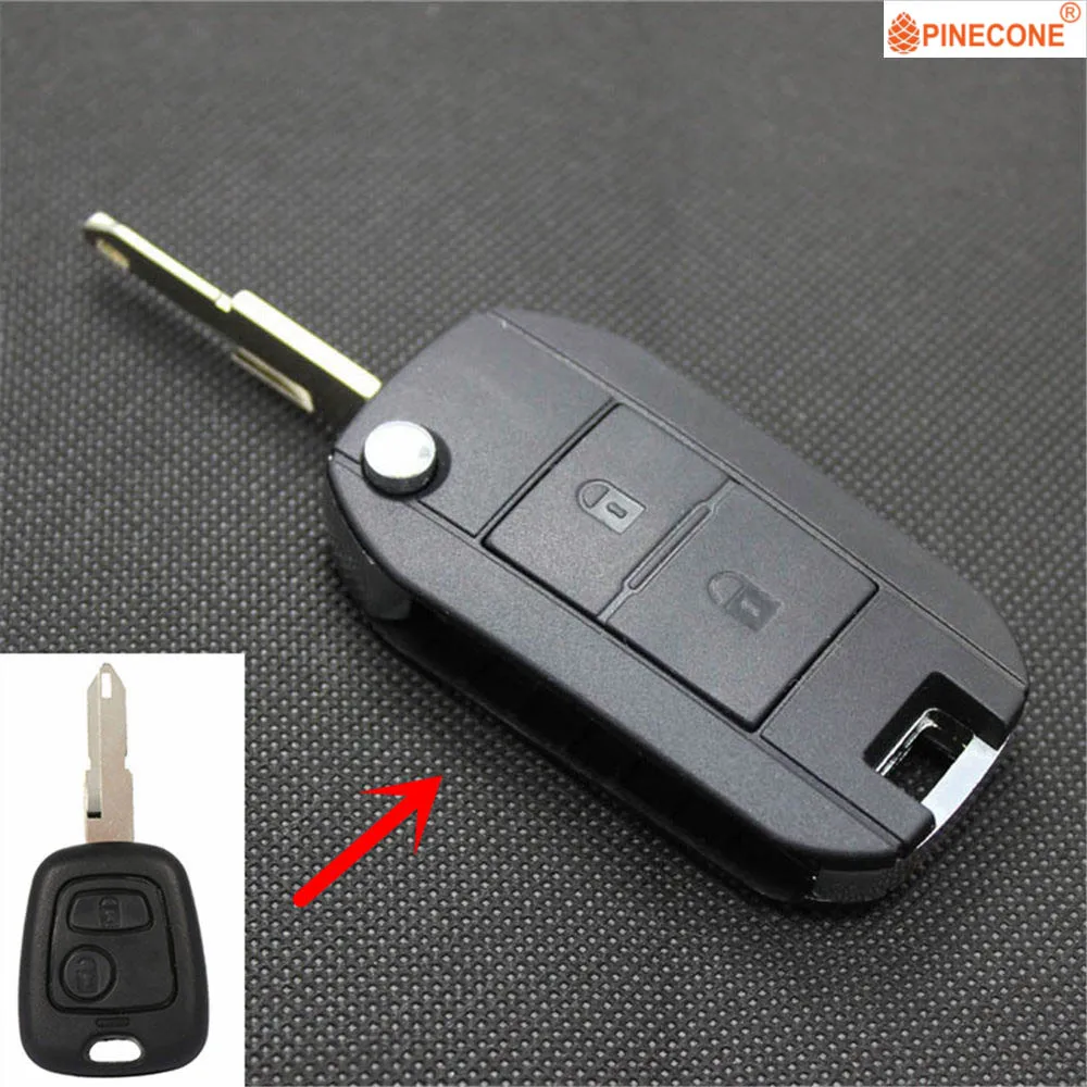 

PINECONE для ключа чехол для PEUGEOT 106 206 207 306 406 ключа автомобиля 2 кнопки Uncut NE73 лезвие модифицированный пустой корпус для дистанционного ключа бре...