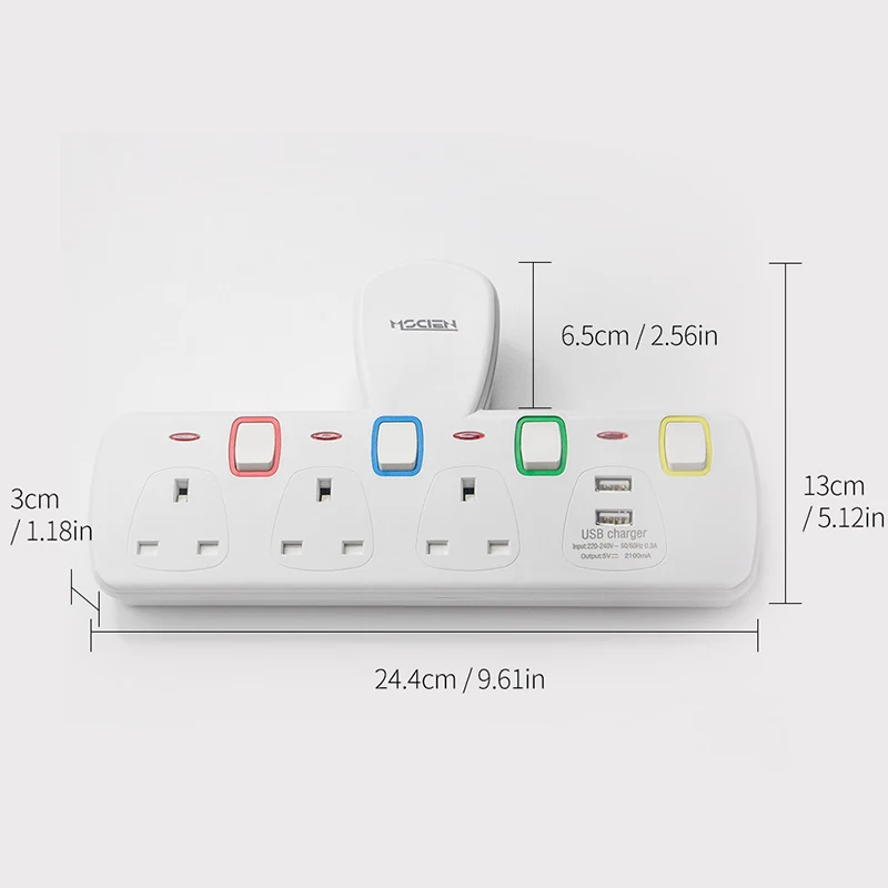 

UK Electrical Plug with Multi Wall Sockets usb Ports power strip Extension Adaptor Individually Switches outlets 13A 250V
