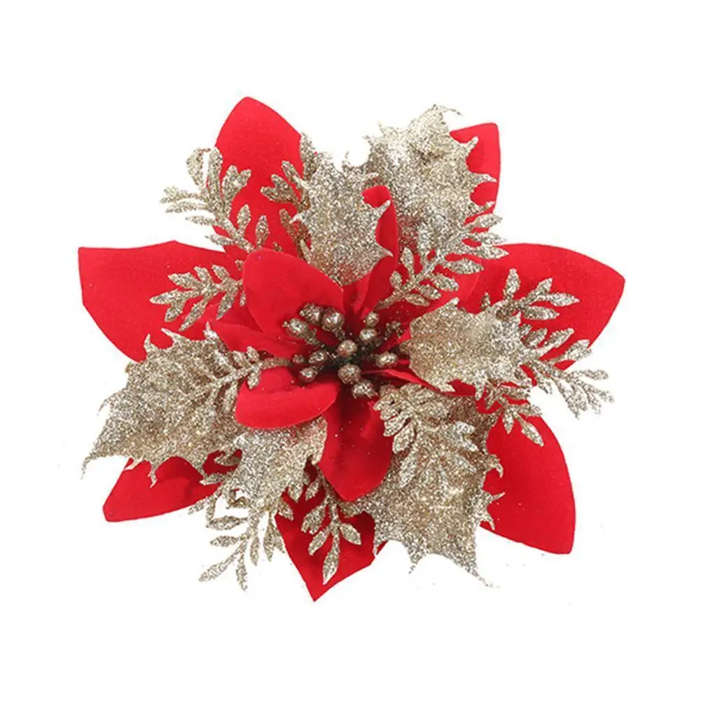 

Christmas Day Gold Aristocratic Christmas Flower Simulation Accessories Christmas Tree Christmas Decoration Flower Wreath N0V1