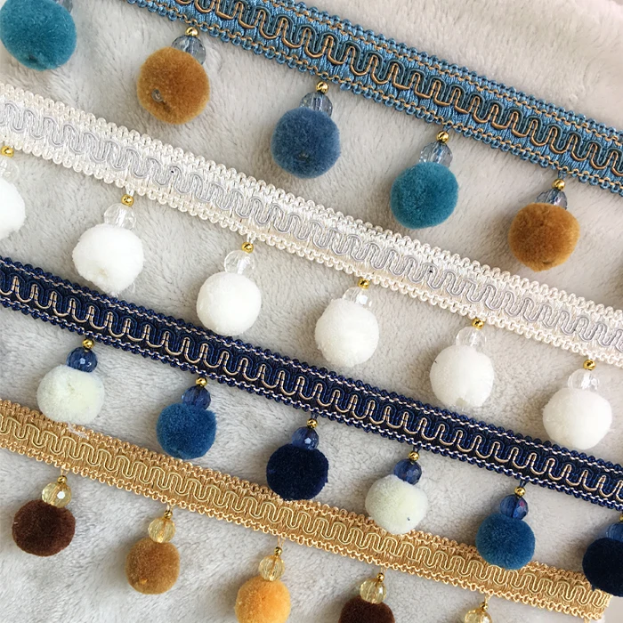 3 ярда/лот Европейский стиль кружевная бахрома с кисточками меховыми помпонами