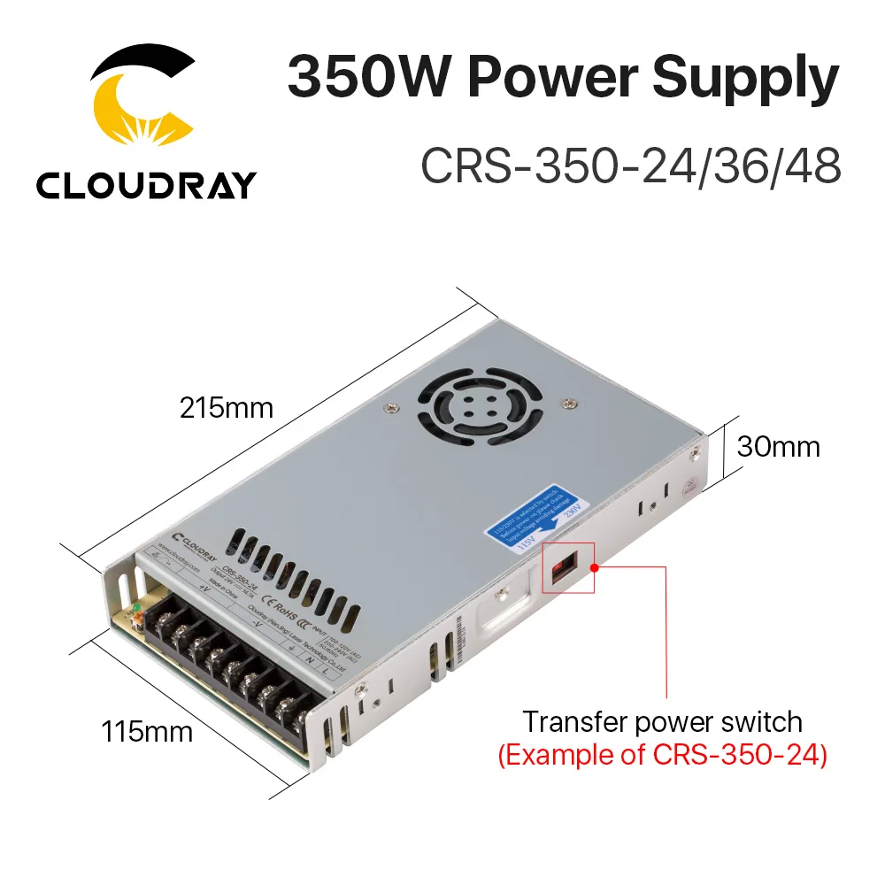 Импульсный источник питания Cloudray CRS-350 24 В 36 350 Вт 7.2A 9.7A 14.6A Трансформатор источника