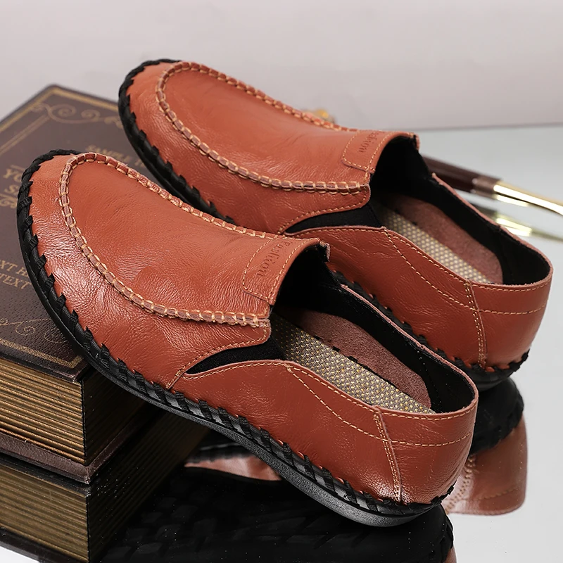 

Лоферы мужские уличные, кроссовки из спилковой кожи, повседневная обувь для офиса, под костюм, прогулок, вождения, плоская подошва, горох