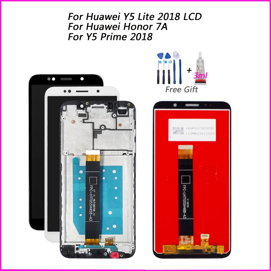 5 45 ''Супер для Huawei Y5 Lite 2018 ЖК дисплей сенсорный экран с рамкой Digitizer Замена DRA LX5