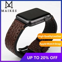 maikes high quality cow leather for apple watch band 42mm 38mm series 4321 black iwatch strap 44mm 40mm bracelets watchbands