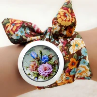 shsby new unique ladies flower cloth wristwatch fashion women dress watch high quality fabric watch sweet girls bracelet watch