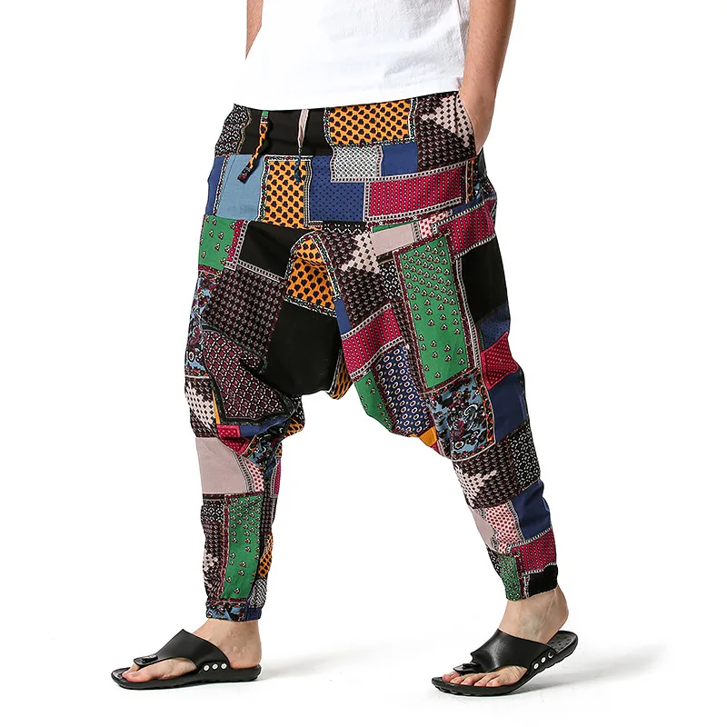 

Men Hip hop Harem Pants Baggy Joggers Boho Bohemian Nepal Pants Trousers Vintage Trousers sarouel homme high quality 2021