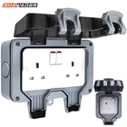 Электрическая настенная розетка, водонепроницаемая наружная, 13 А, штормовое переключение, 12, британский стандарт IP66, штепсельная Вилка для наружного использования, одинарнаядвойная розетка