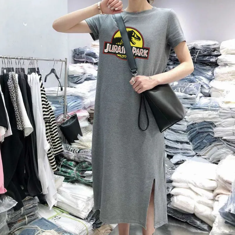 Женское платье Oneimirry с надписью Парк Юрского периода мультипликационным