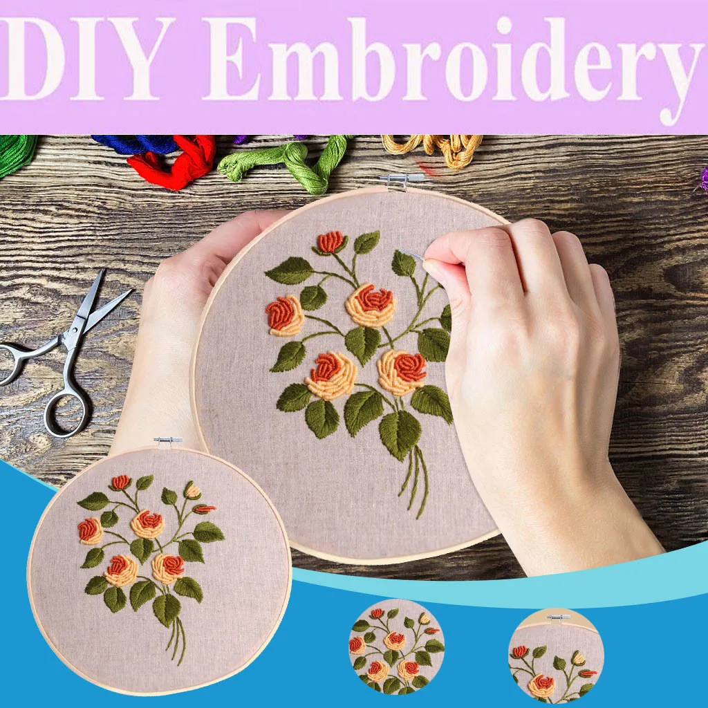 Exquisite DIY Handmade Embroidery Accessories Set 30*30cm Flower Pattern Special Handicrafts Home Decor Supplies Birthday Gifts | Дом и сад