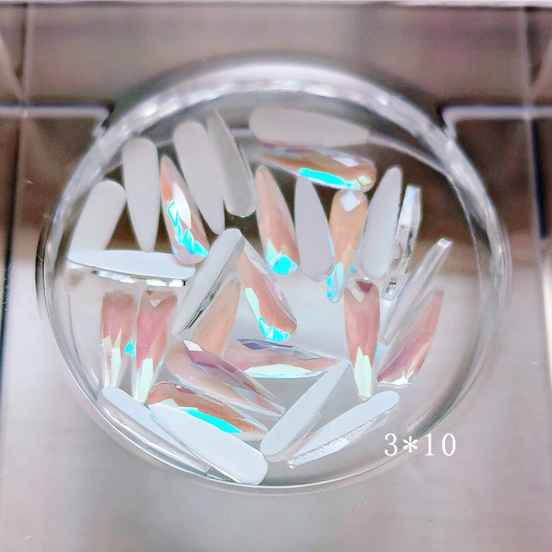 Блестящие стразы кристаллы без горячей фиксации удлиненные шестигранные для