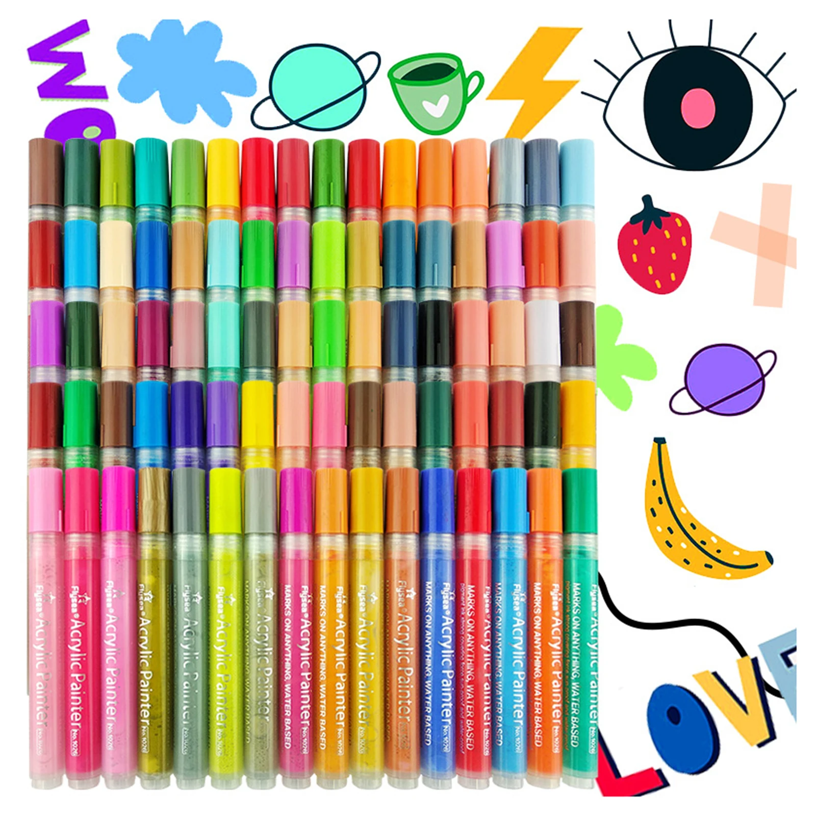 

80 Colors 4.5mm Acrylic Paint Marker Pens-Black Water Based Waterproof for Body Rock Fabric Stone DIY Painting Drawing