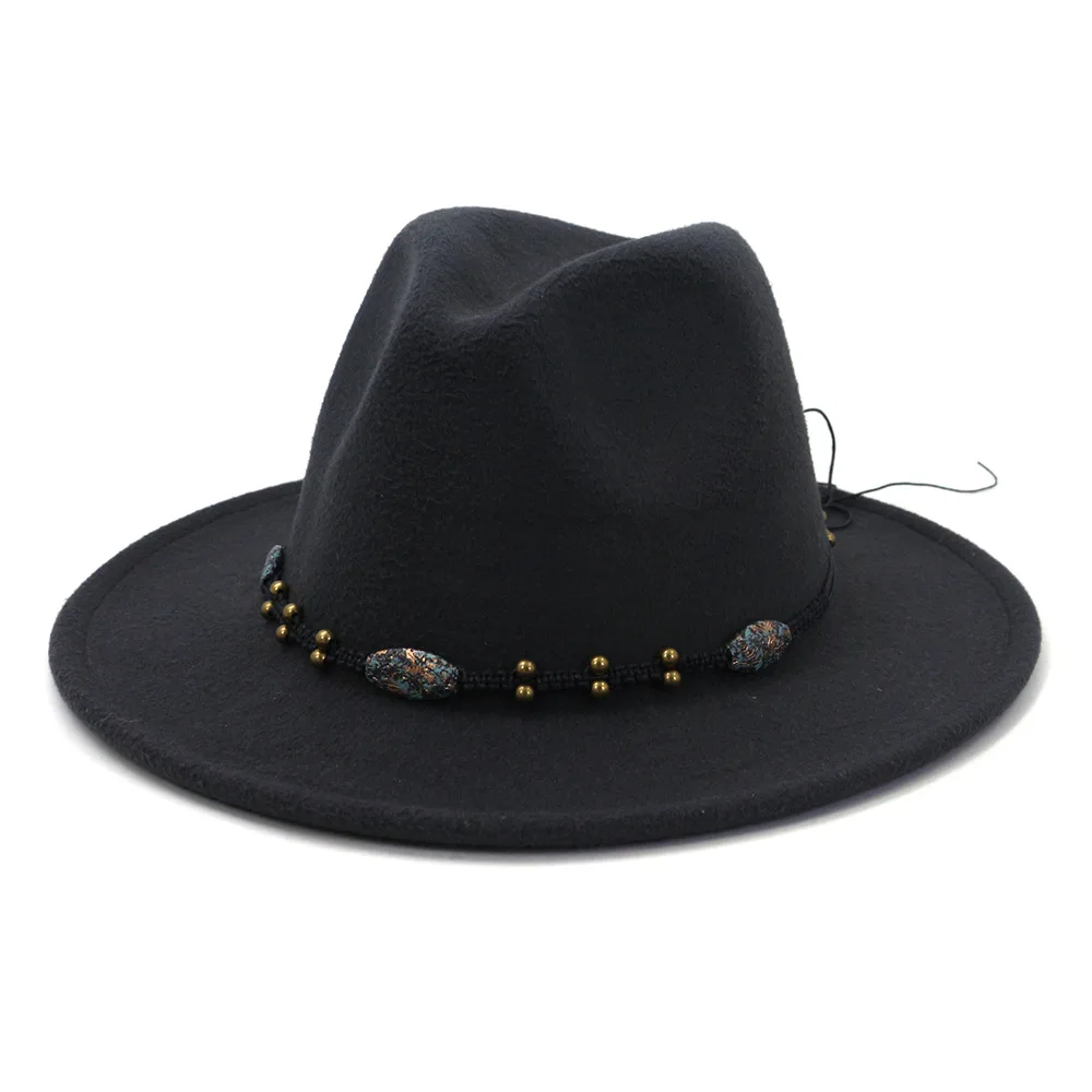 

ZLD Women's jazz hat British style top hat big brim hat men and women autumn and winter fashion flat brim vintage felt hats