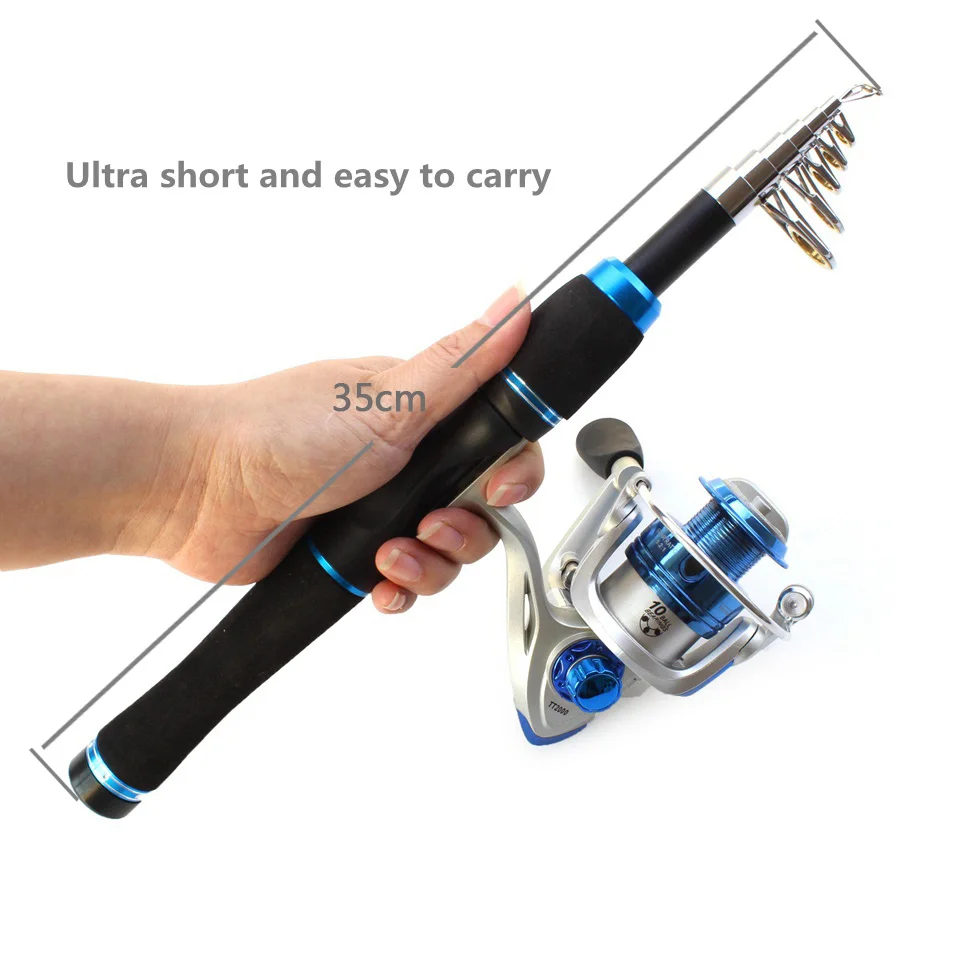 Портативное 165 см карбоновое спиннинговое удилище и спиннинговая катушка