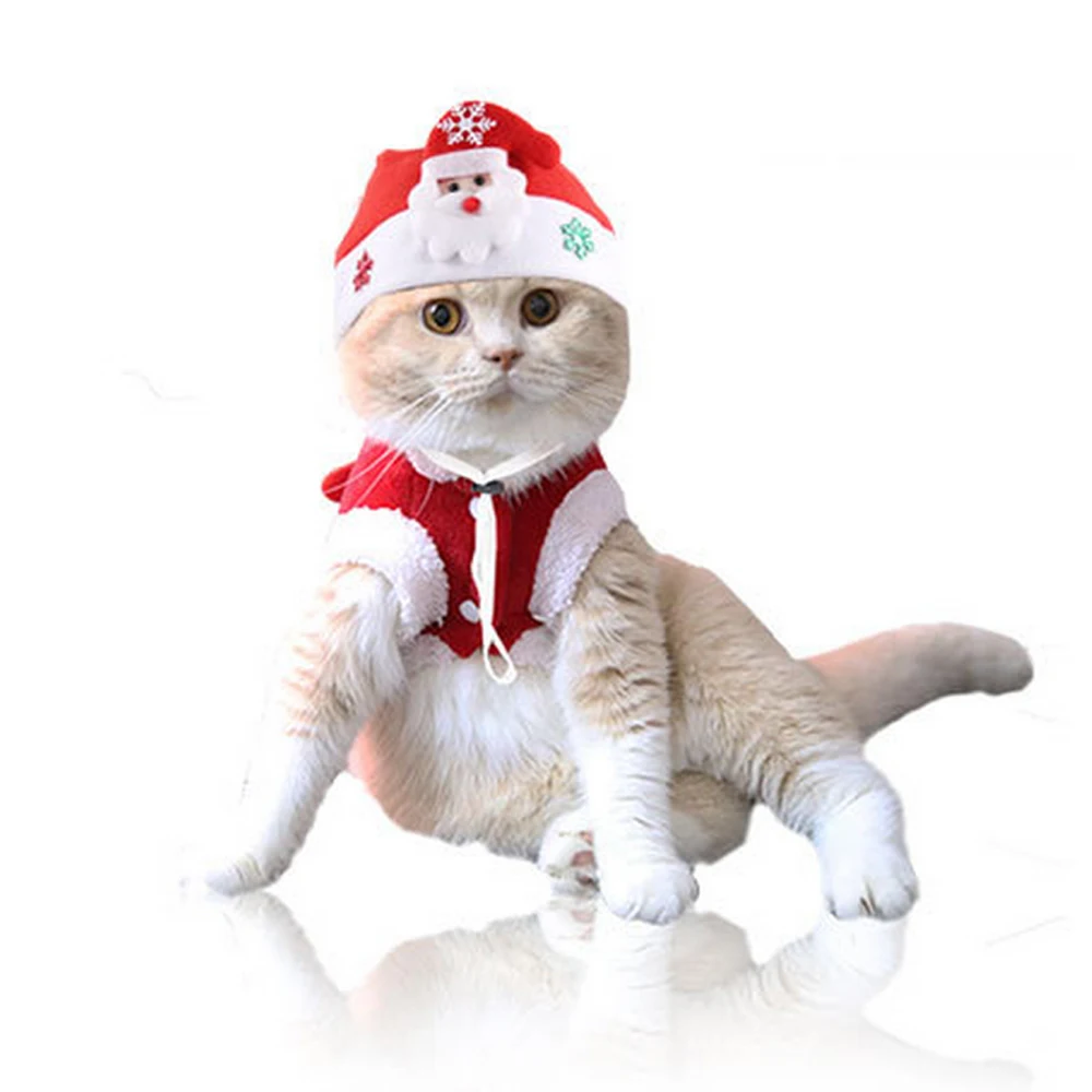 Головные уборы для кошек и щенков Рождественская шапка питомцев собак Нарядная