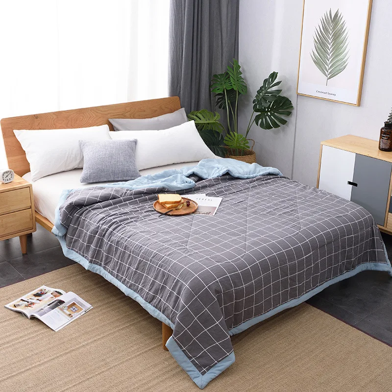 

Летнее одеяло, дышащее мягкое одеяло в клетку, без наволочки