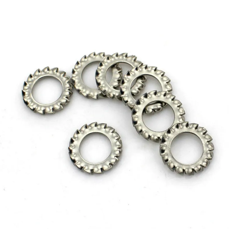 

100Pcs DIN6798A M2.5 M3 M4 M5 M6 M8 M10 304 Stainless Steel Washers External Toothed Gasket Washer Serrated Lock Washer