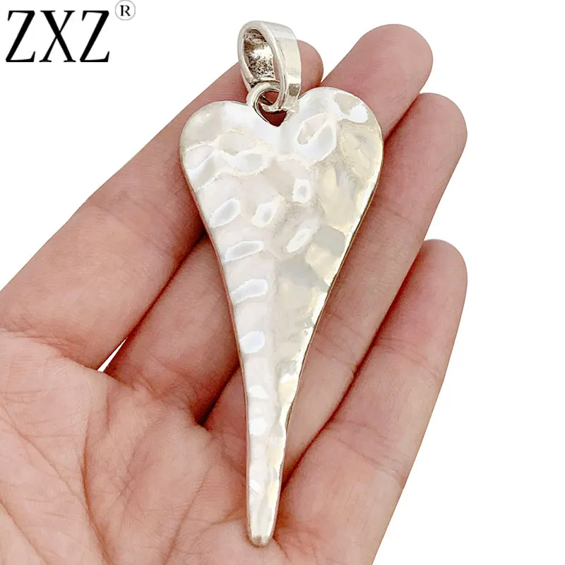 ZXZ 2 шт тибетские серебряные бусины большой кованые подвески в форме сердца для