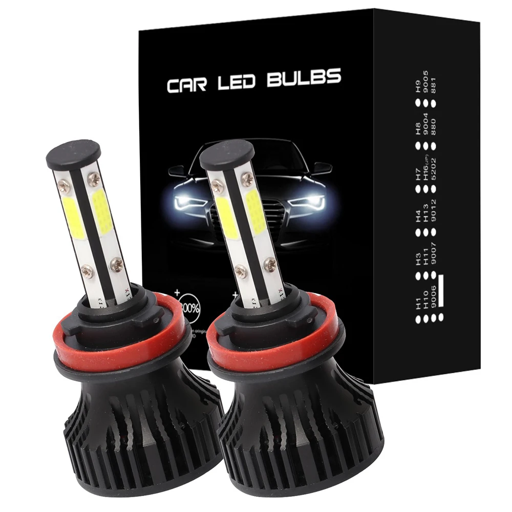 LED H7 LED H4 Bulb H11 H8 H9 Car LED Headlight Bulb 16000Lm 4COB Chip 9005 9006 HB4 HB3 Auto LED Headlamp 6000K White 12V