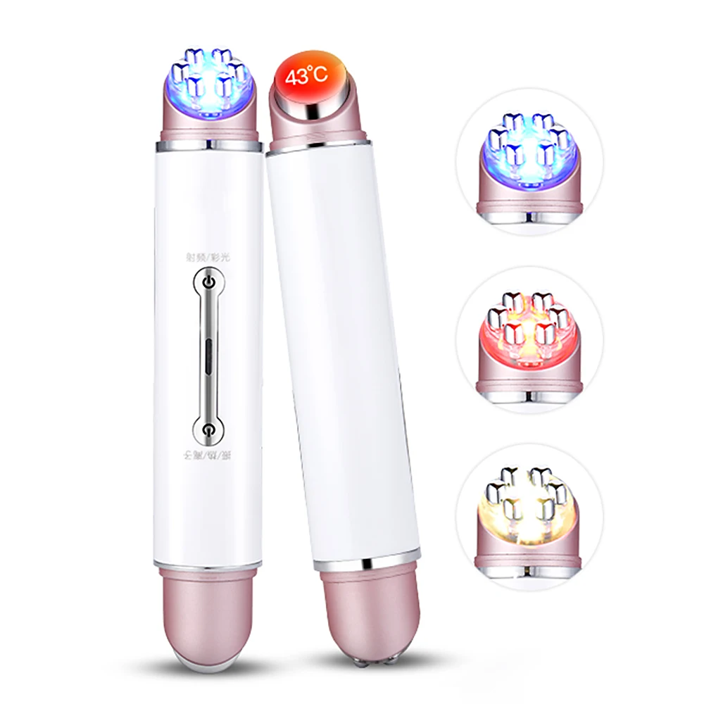 

2 in 1 Facial Eye Massager RF EMS LED Light Vibration Massage Lifting Anti-wrinkle Puffy Dark Circle Remover Eye Roller