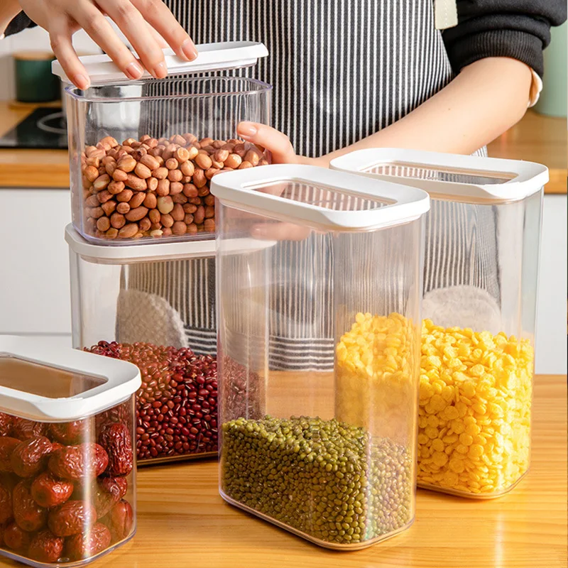 

Storage Box Plastic Food Seal Jar Grains Storage Cans Thickened Moisture-Proof For Kitchen uacr Storage Bottles Jars Organizatio