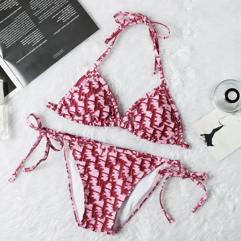 

2021 Hot Pink Swimsuit Woman 2 Piece Swimsuit Designer Micro Sexy Swimsuit V Waist Bra Casual Bath Panties Surfing Swimsuit