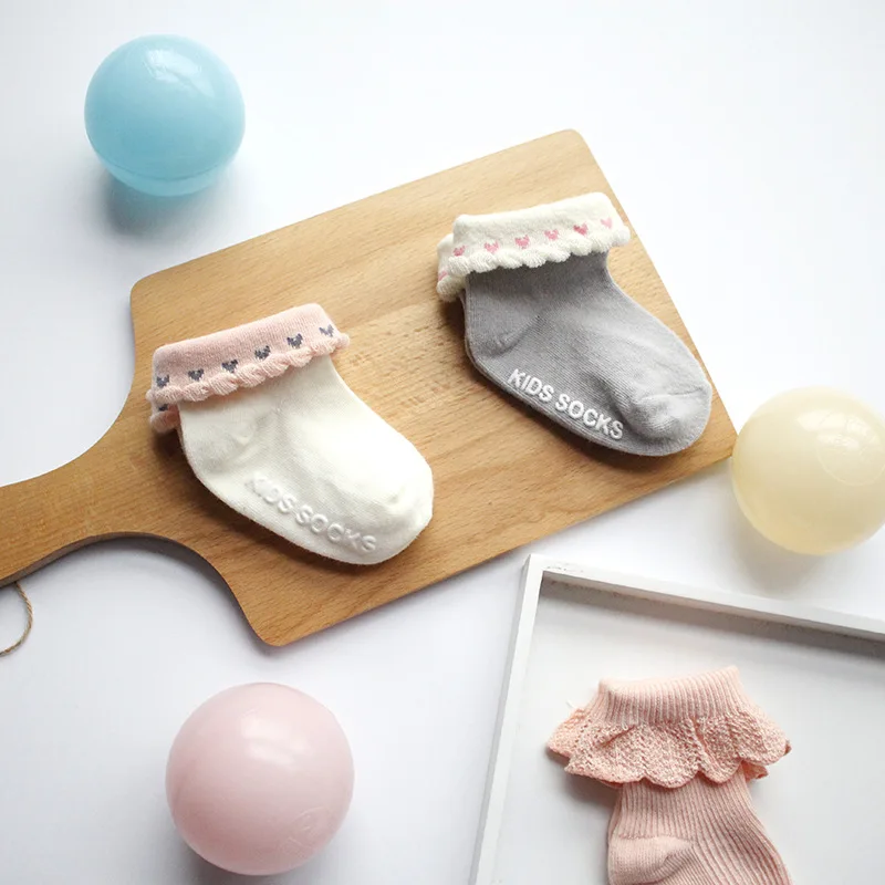 7161ZL/весенне летние носки новые кружевные хлопковые для малышей Нескользящие