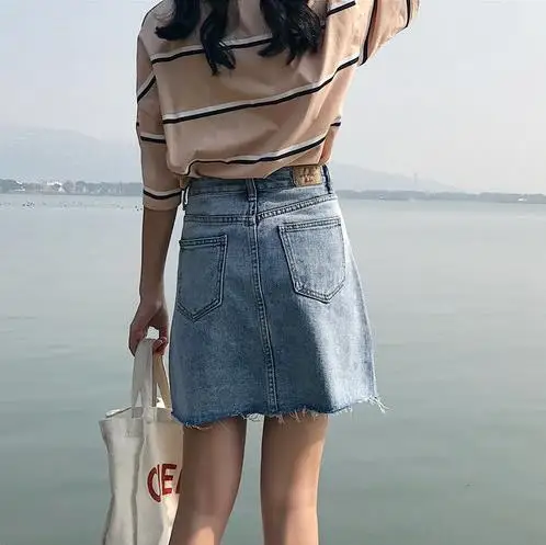 Летняя женская джинсовая юбка Русалочий хвост mujer moda 2019 Harajuku деним Jupe Mujer колледж