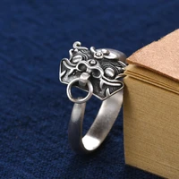 retro silver color tao tie rings china mythical animals men womens rings good lucky jewelry birthday party gifts wealth rings