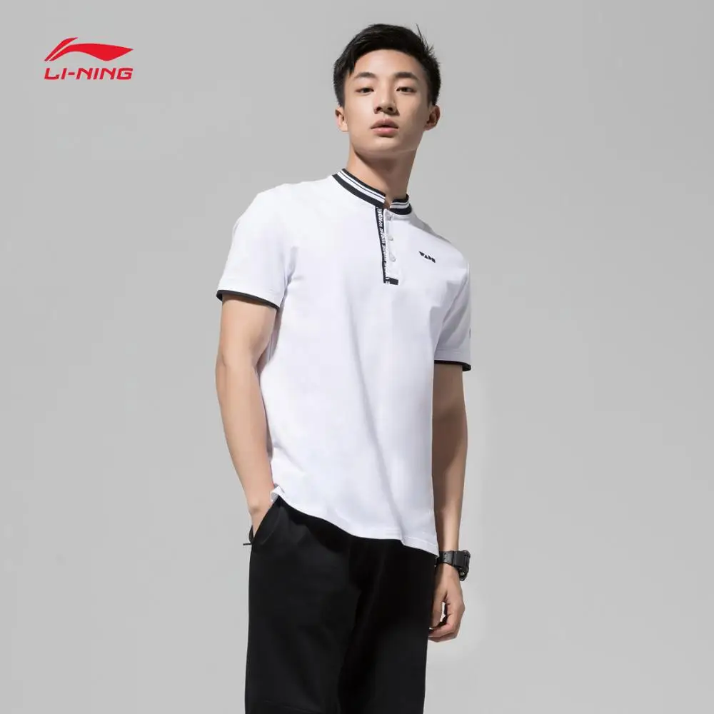 LI-Ning Мужская баскетбольная футболка поло серии Уэйд обычная посадка 96% хлопок 4%