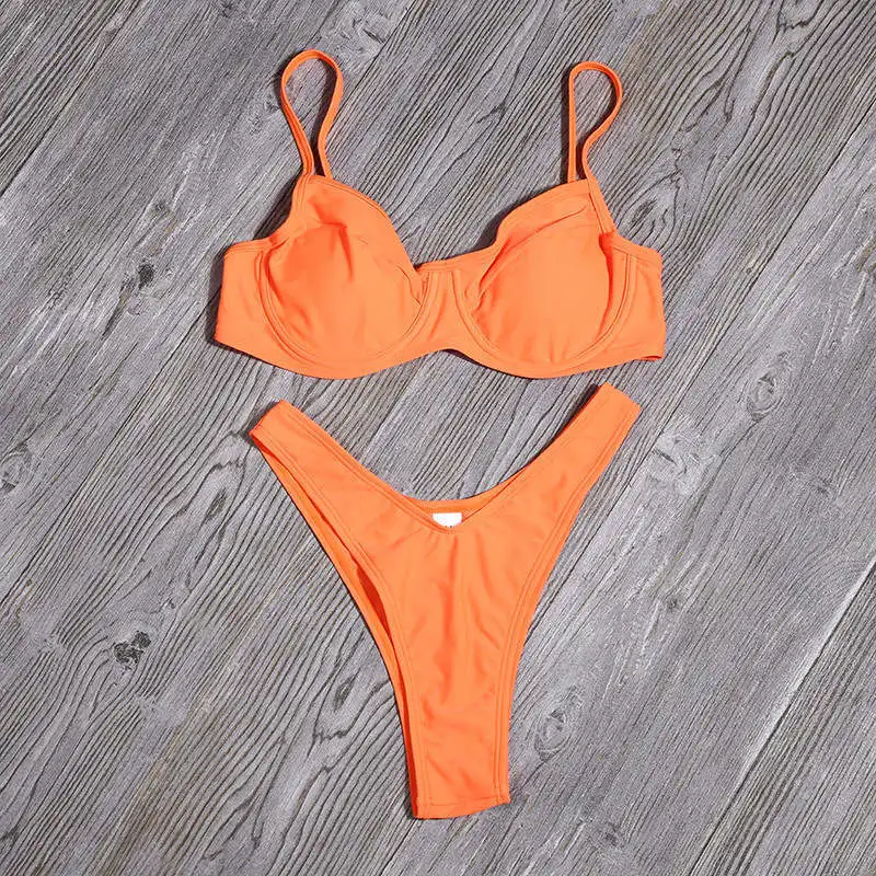 

Mini Bikini Floral Ruffled Floral Print Seperate Hight Waist Swimsuit With Push Up Triangle Bikini Thong Woman