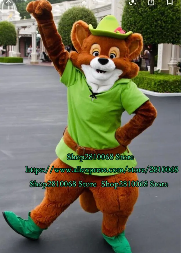 Коричневый пушистый Костюм лисы маскота праздник с рисованным аниме Косплэй
