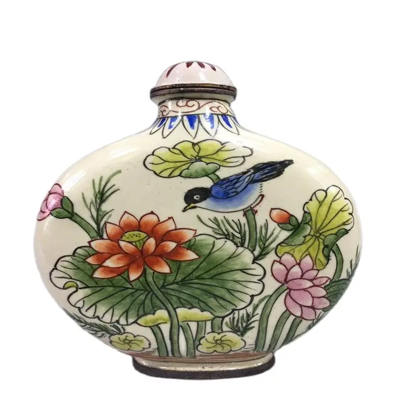 

China Old Beijing Used Old Snuff Bottleox Cloisonne Birds And Flowers Snuff Bottle
