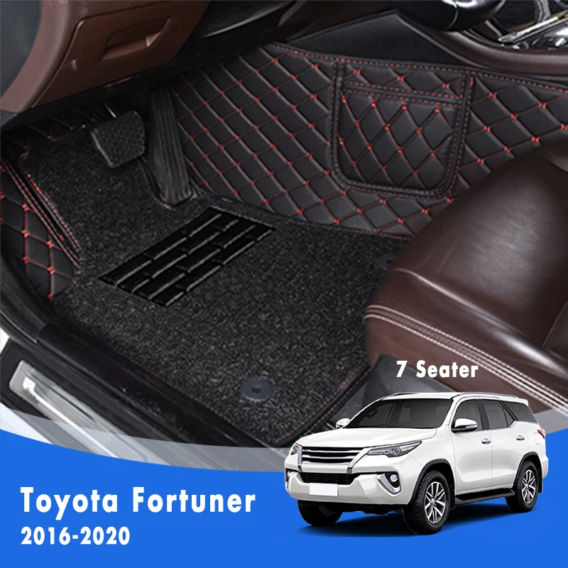 

Для Toyota Fortuner 2022 2021 2020 2019 2018 2017 7 мест Роскошные двухслойные коврики с проволочной петлей для автомобиля коврики для интерьера автомобиля