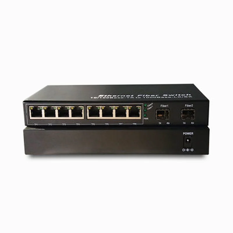 2 порта SFP fiber port 8 RJ45 poe Gigabit ethernet переключатель поэ 10 портов медиа конвертер plug play UTP