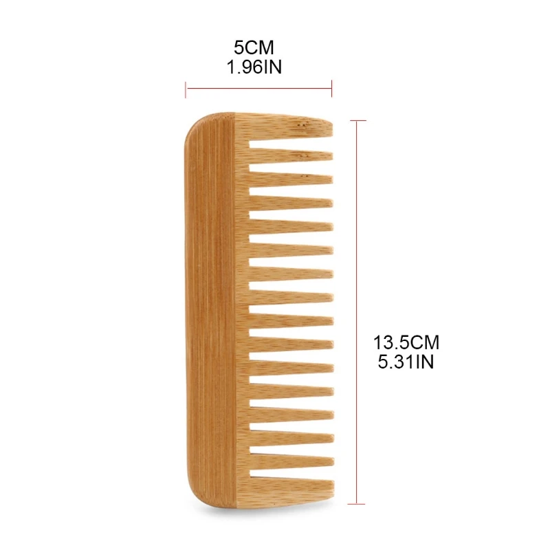 

Natural Bamboo Wide Tooth Comb Detangling Combs Anti-Static Curly Hair for Women Men Smoothing Massaging Home Salon Use