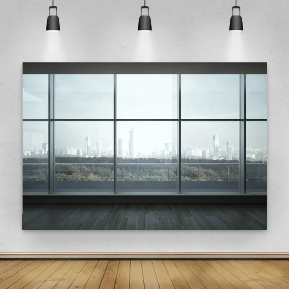

Office Glass French Window City Building Landscape Scene Photography Backgrounds Photographic Backdrop For Photo Studio