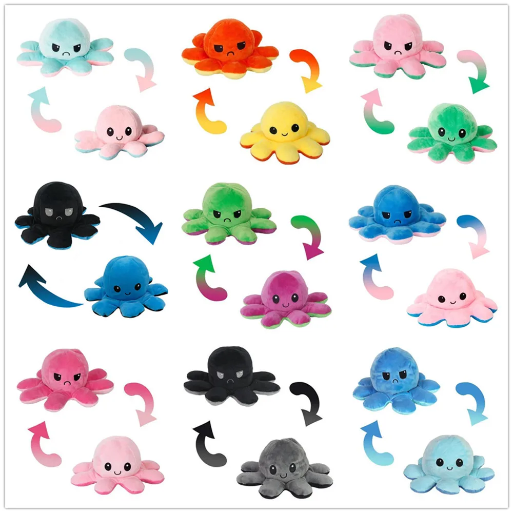 

cara pulpo Octopus Toy Fidget Fidget Double-sided Plush Ornaments doble cara Soft cara Stuffed Brand doble Fashion Plush Set