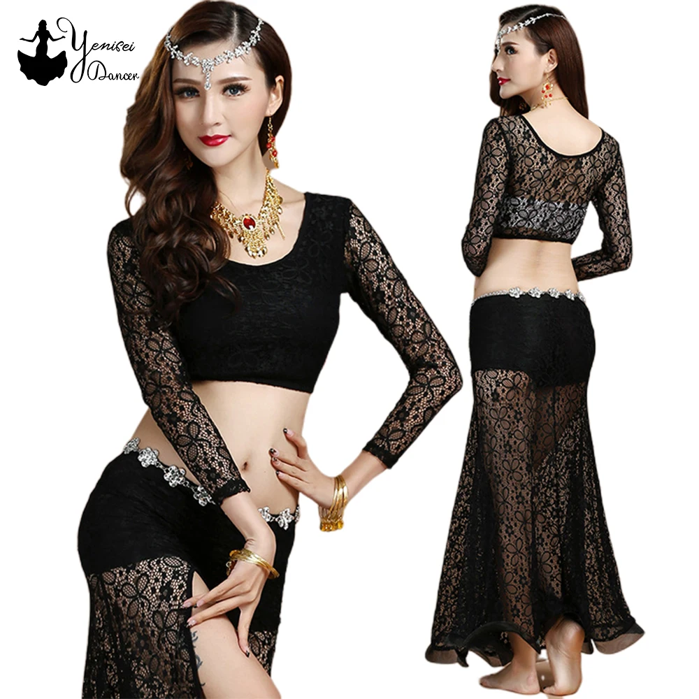 3 цвета новинка высокое качество кружевная одежда с длинным рукавом для танца