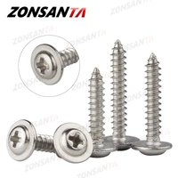 zonsanta 50pcs m1 4 m1 7 m2 m2 3 m2 6 m3 m4 cross round head with washer self tapping screw 304 stainless steel wood screws