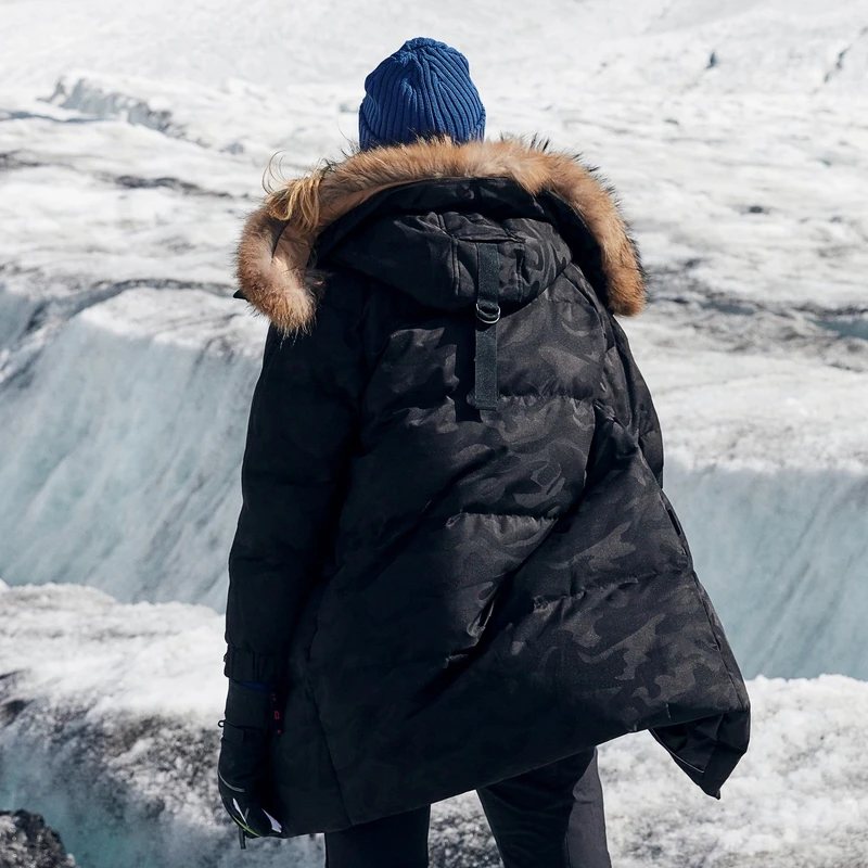 BOSIDENG 90% гусиный пуховик Длинная толстая парка 17 см натуральный мех воротник