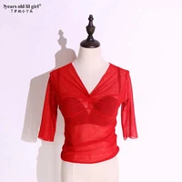 classic dance brand design sexy taiwan water yarn v neck middle sleeve blouse cun01 2