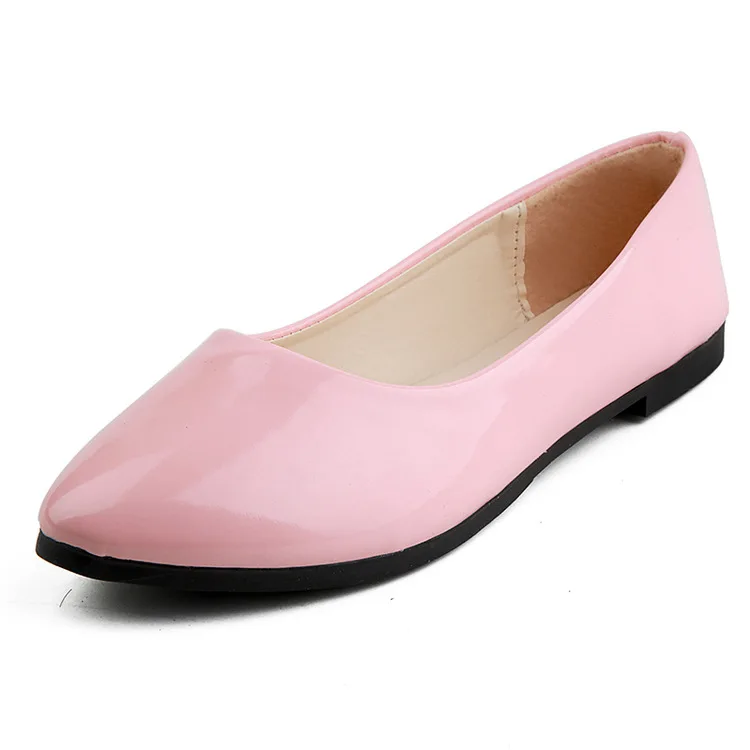 

Women's Vulcanized Shoes Flat Shallow Mouth Female Peas Shoes Candy Color Paint Leather Slip-on Spring and Autumn Work Shoes