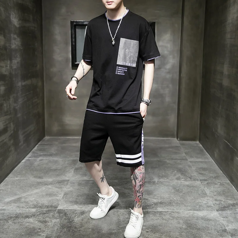 Новинка 2020 модный мужской спортивный костюм топы рубашки и шорты Униформа